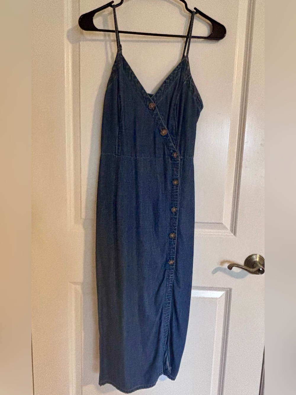 Abercrombie & Fitch Blue Denim Midi Slip Dress